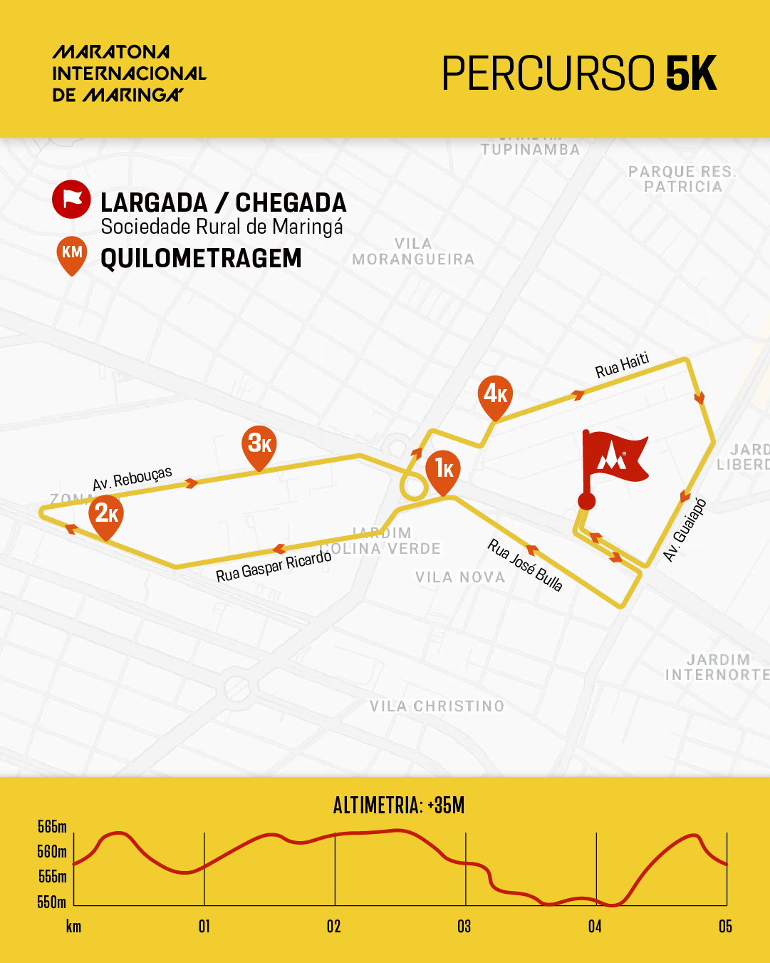 Mapa 01 de MARATONA INTERNACIONAL DE MARINGÁ