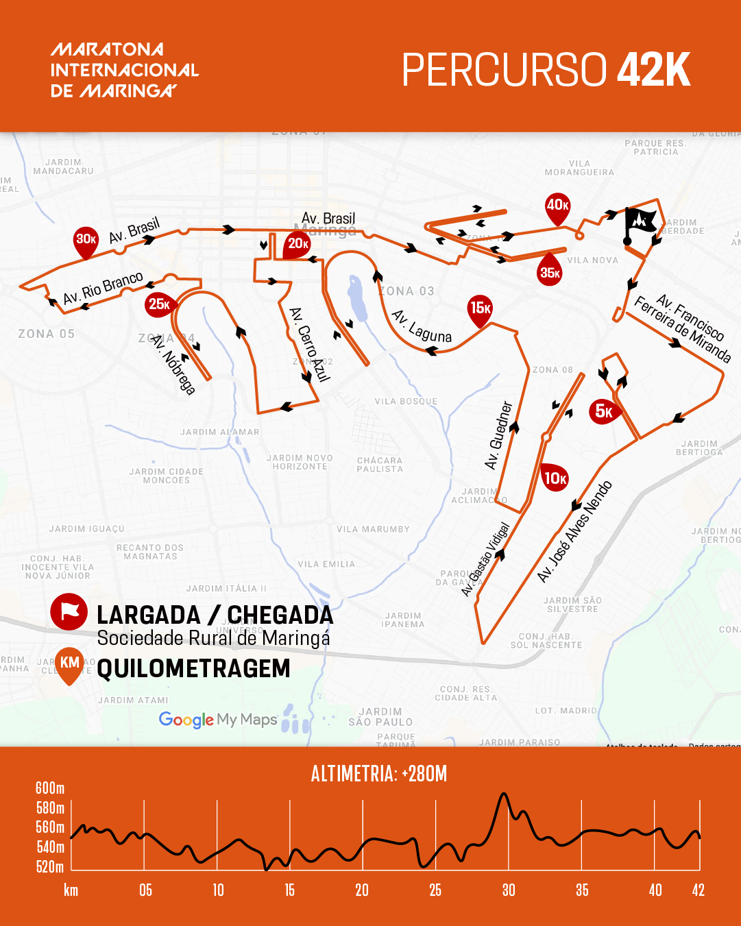 Mapa 04 de MARATONA INTERNACIONAL DE MARINGÁ