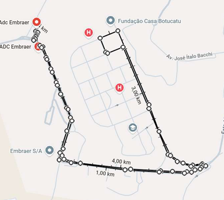 Mapa 01 de CIRCUITO BEM ESTAR - CORRIDA E CAMINHADA ADC EMBRAER BOTUCATU SP