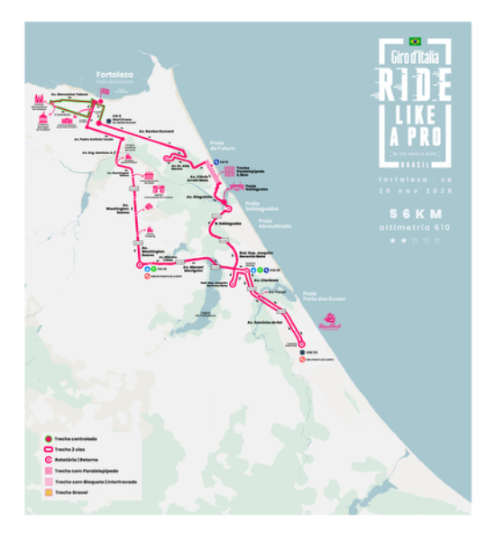 Mapa 01 de GIRO D'ITALIA RIDE LIKE A PRO BRASIL 2026 | EDIÇÃO FORTALEZA - CE
