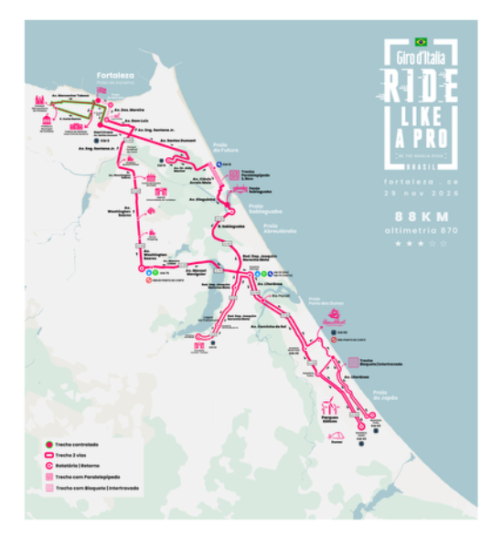 Mapa 02 de GIRO D'ITALIA RIDE LIKE A PRO BRASIL 2026 | EDIÇÃO FORTALEZA - CE
