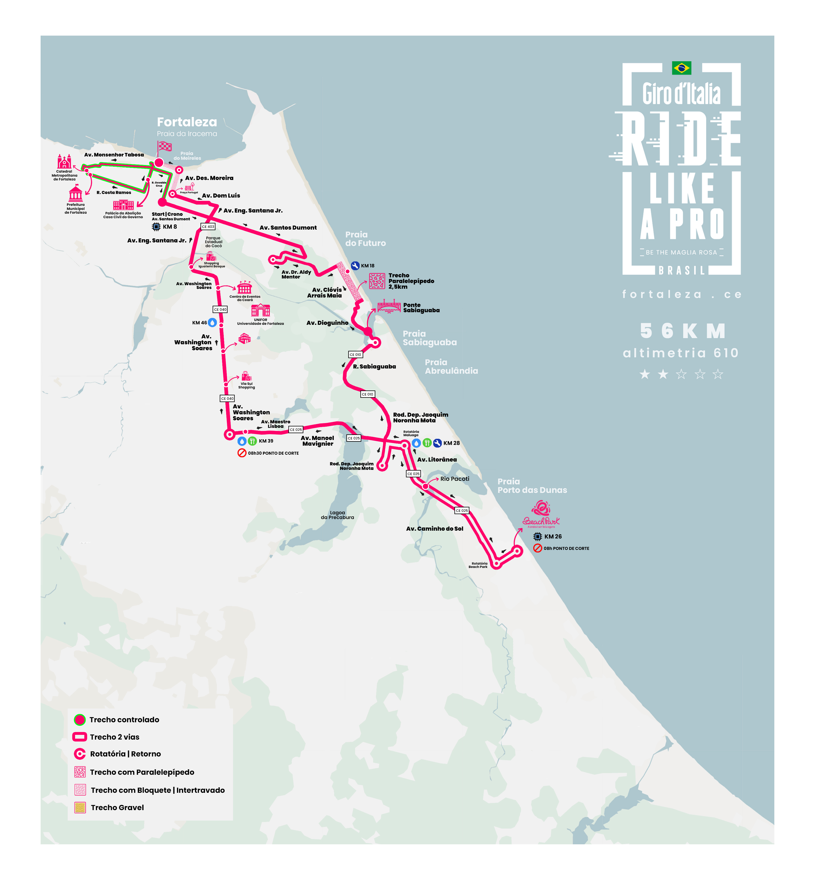Mapa 01 de GIRO D'ITALIA RIDE LIKE A PRO BRASIL 2026 | EDIÇÃO FORTALEZA - CE